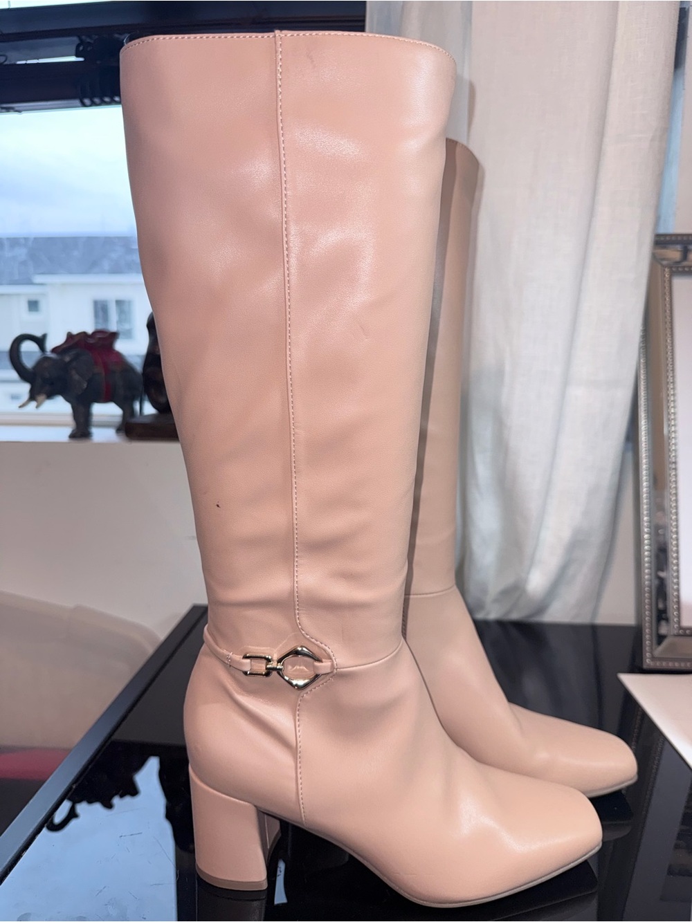 Naturalizer Blush Pink Knee-High Block Heel Boots